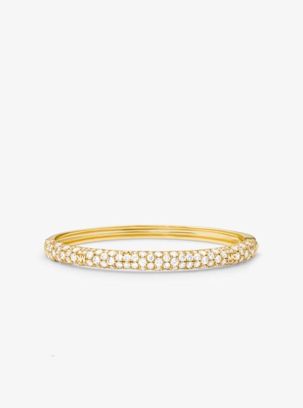 Damske Naramky Michael Kors Precious Metal-Plated Sterling Silver Pavé Bangle Zlate - Šperky Michael Kors Levně | IBESH-0157